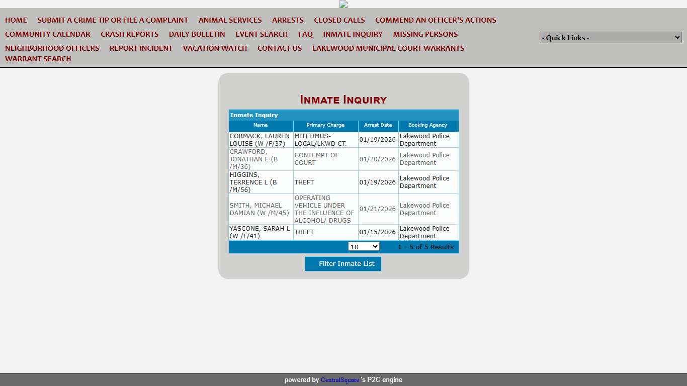 Lakewood Police Department, OH P2C